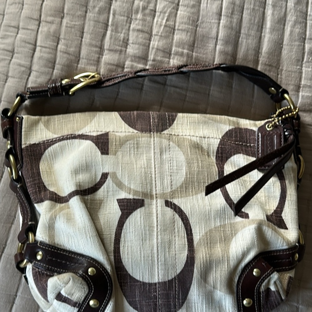 Coach Carly Hobo Bag – ‘08 Y2K Signature “C” Canvas & Leather Linen
